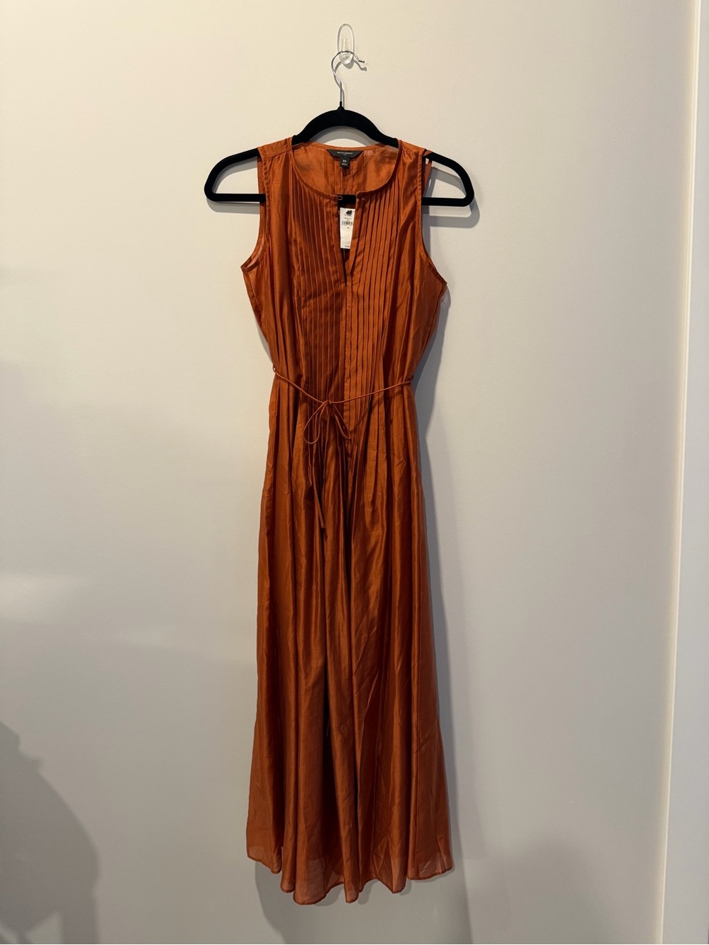 Banana Republic Rust-Orange Sleeveless Pleated Maxi Dress